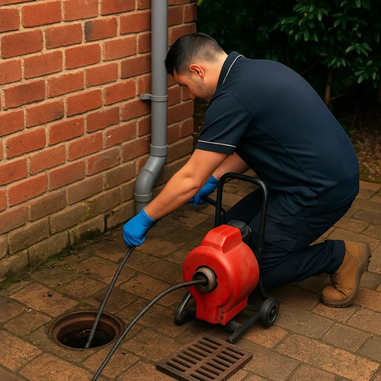 Plumber clearing a blocked drain in Campbelltown