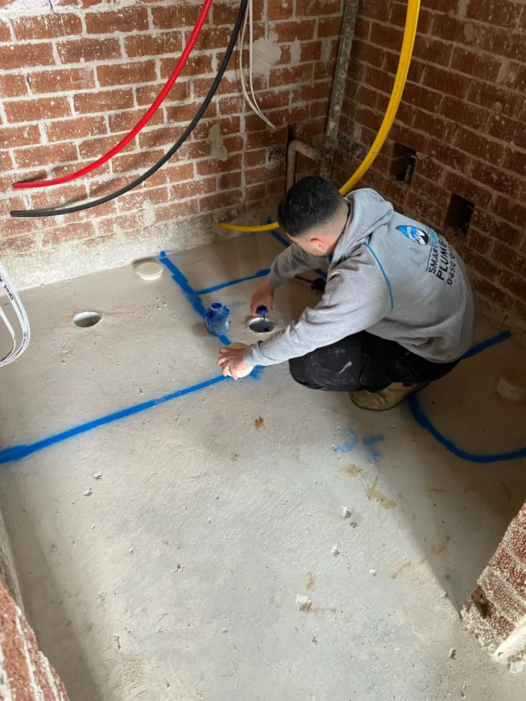 Drain access point opened to inspect a blocked sewer line